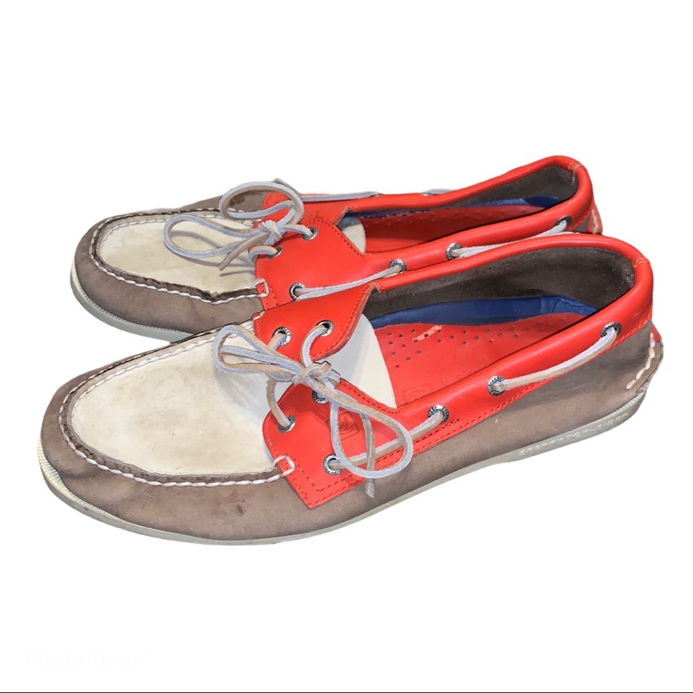 Sperry Topsiders Men’s 12 Orange Brown Cream
